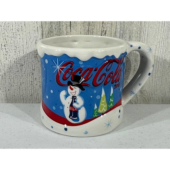 Coca Cola 2003 Snowman Embossed Coffee Cup Large Mug - Picture 2 of 7